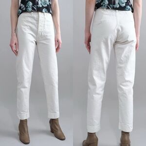 JESSE KAMM Ranger Cotton Canvas Pants High-Rise Straight Button Fly SALT WHITE 4